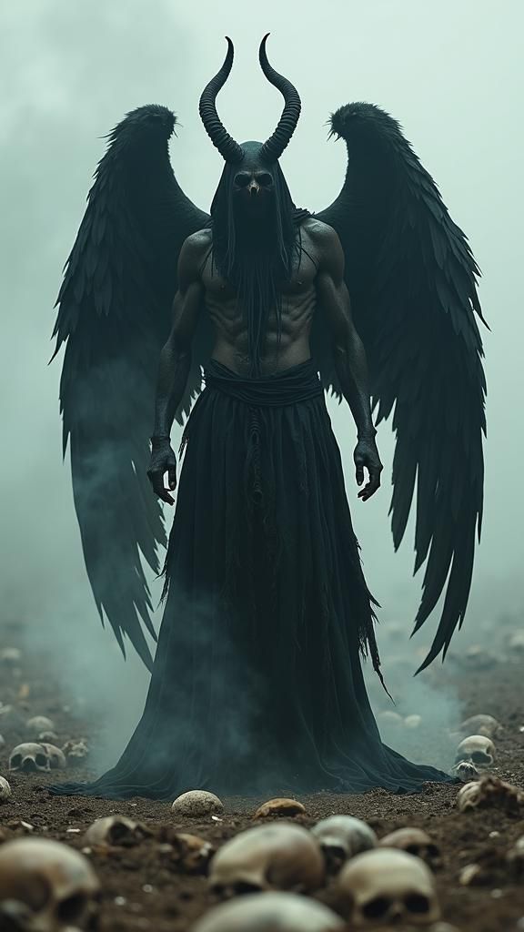 Fallen Angel in Desolate Landscape, Cinematic Still