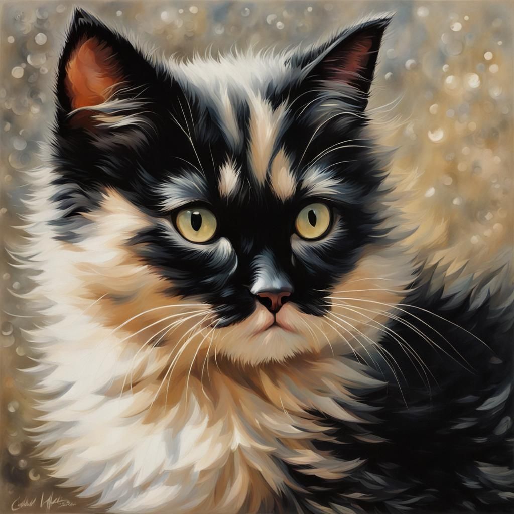 Fluffy Kitten with Shimmering Fur in Photo-Realism Style