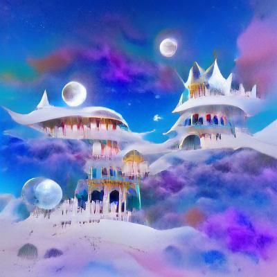 Crystal Moon Palace in Psychedelic Anime Style