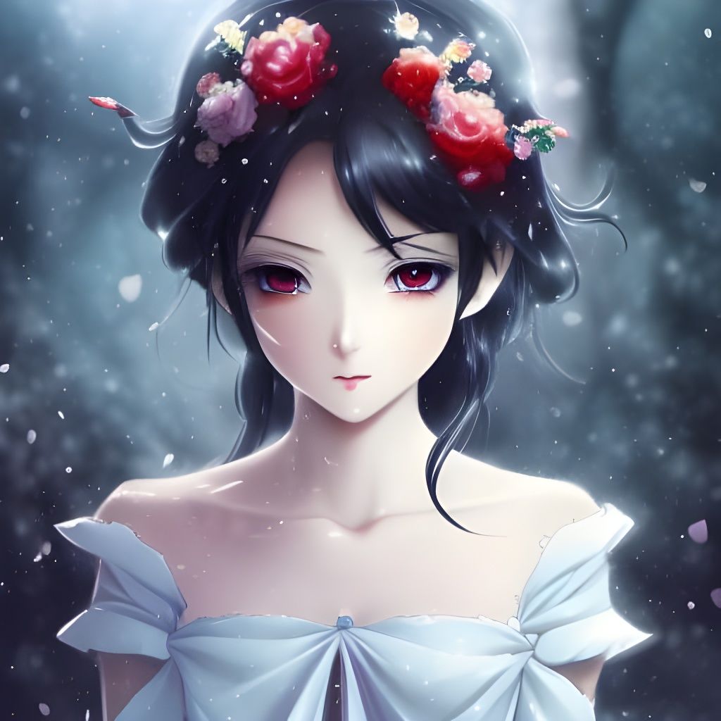 Elegant Anime Snow White Portrait in 8K