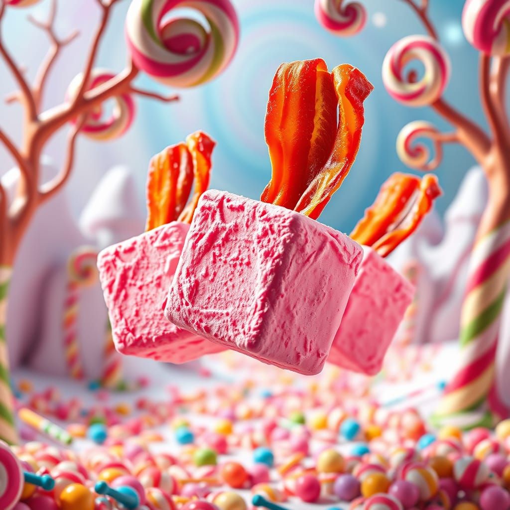 Whimsical Candyland Landscape with Rainbow Marshmallows and ...