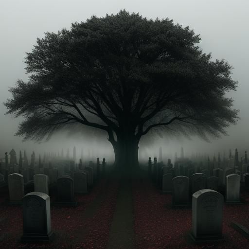 Atmospheric Haunted Cemetery in Hyperrealistic Style