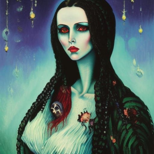 Macabre Little Red Riding Hood in Vintage Style