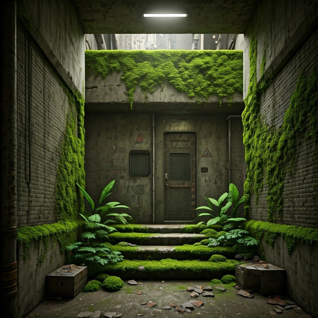 Lush Moss Thriving in Dystopian Urban Decay