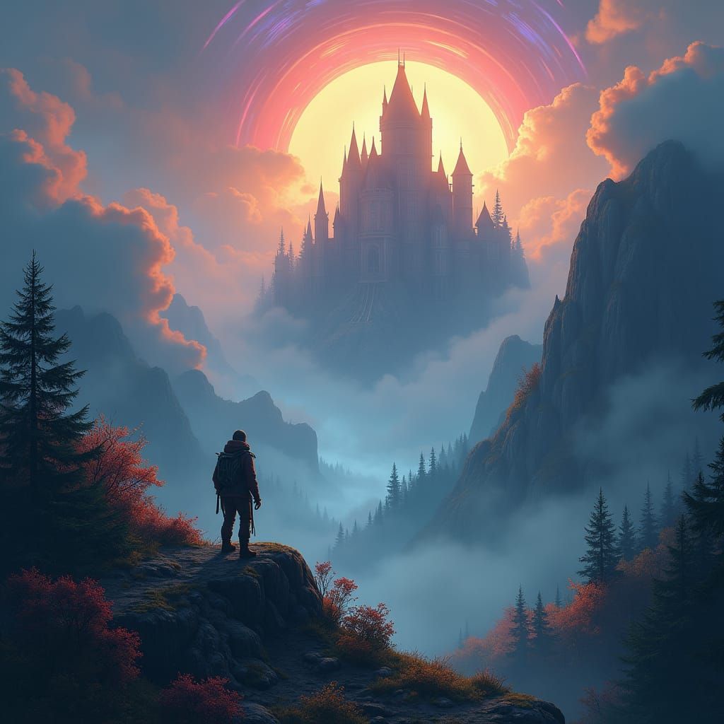 Lone Adventurer Begins Rainbow Quest in Dreamlike Realm