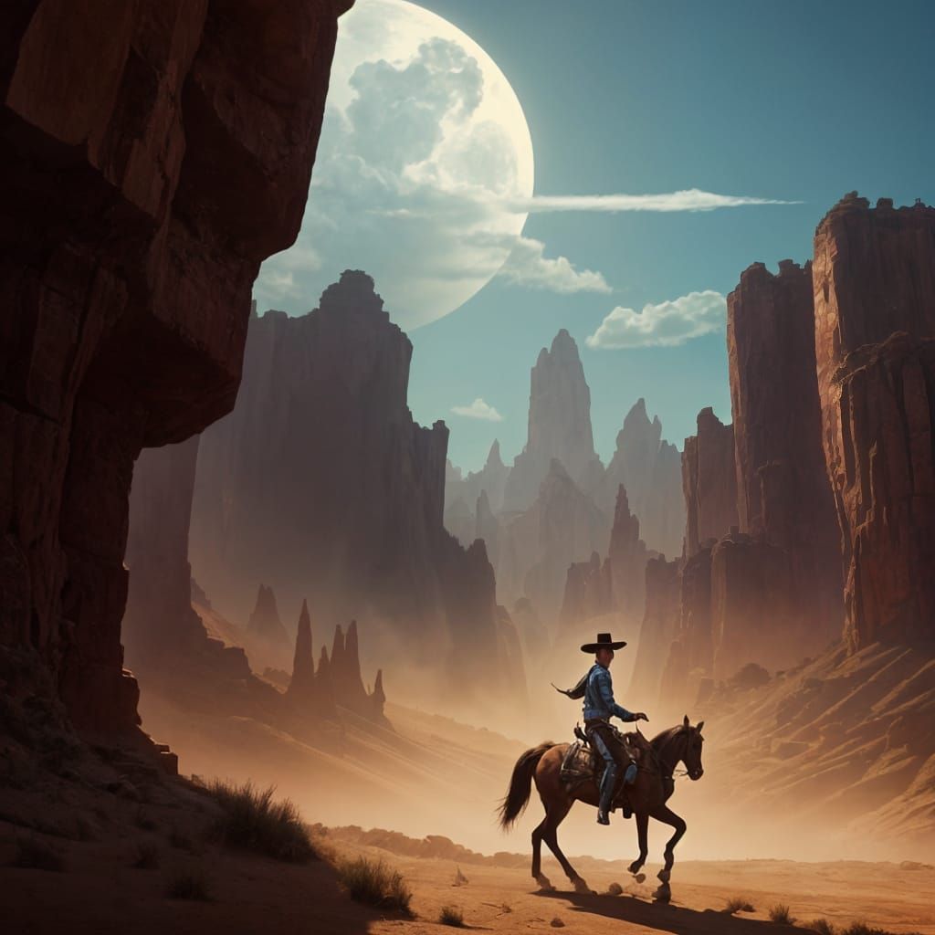 Lone Cowboy Rides into the Sunset