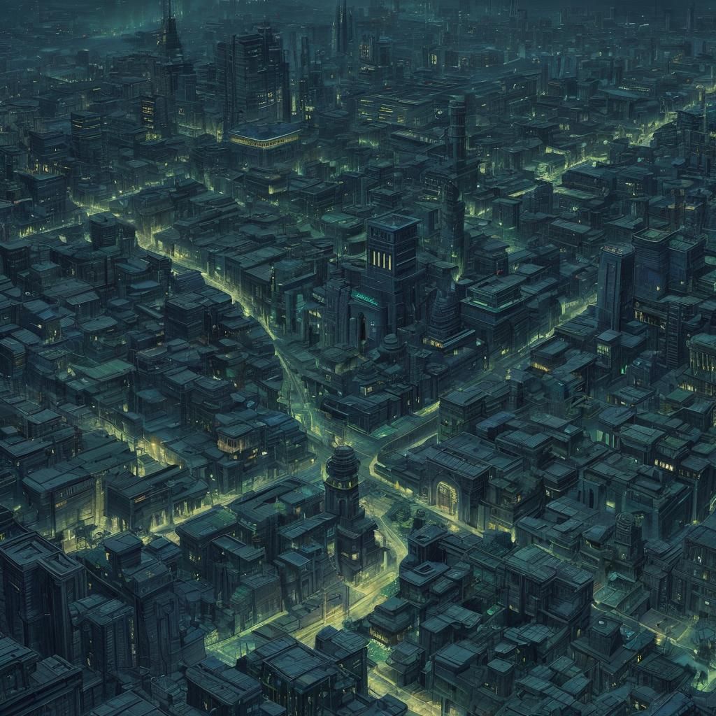 Cyberpunk Babylon Cityscape in Fantasy Art Style