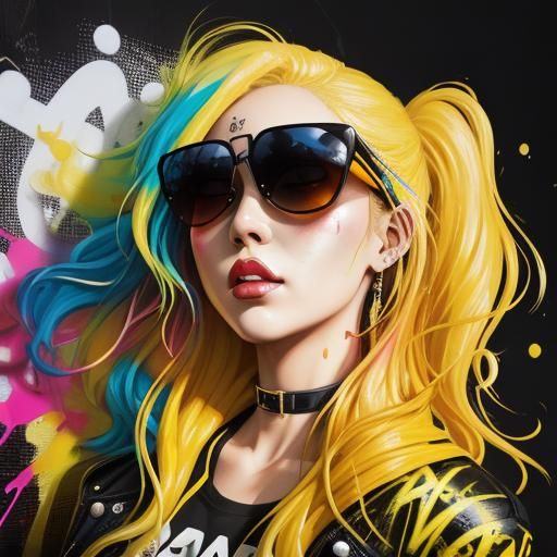 Colorful Graffiti Art of Sleep Deprived Woman