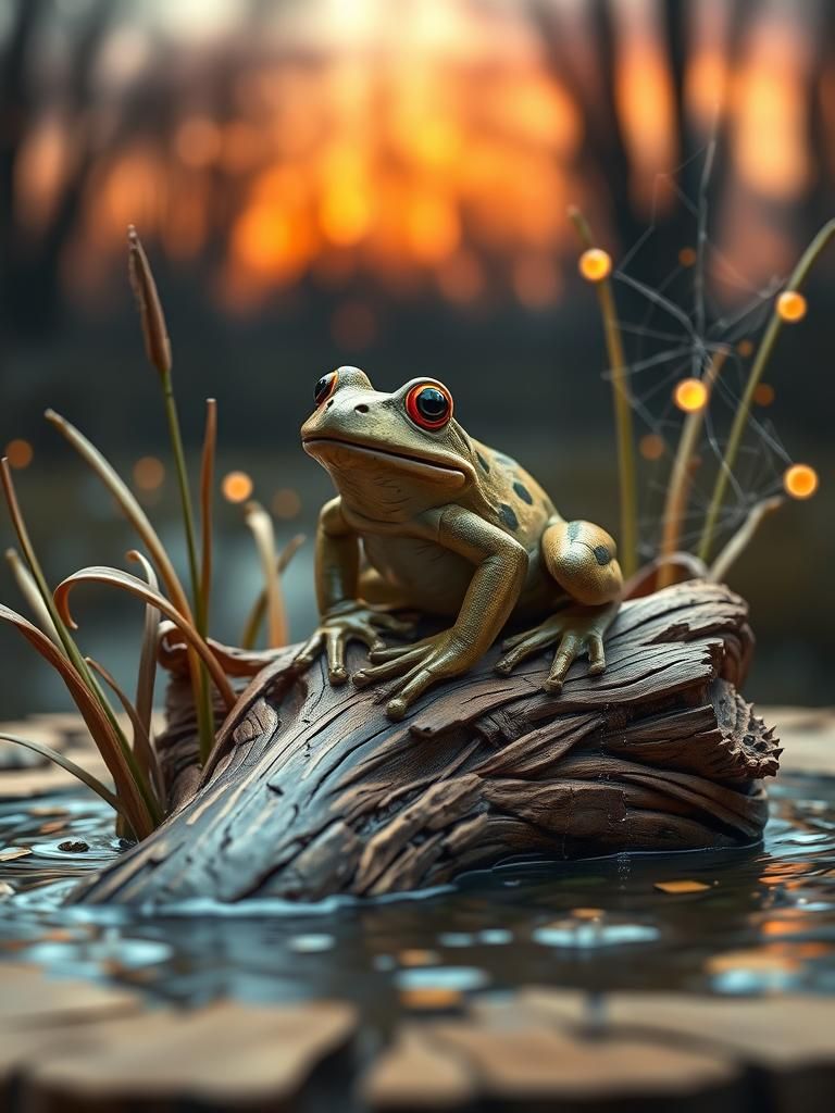 Frog Sculpture in Art Nouveau Style