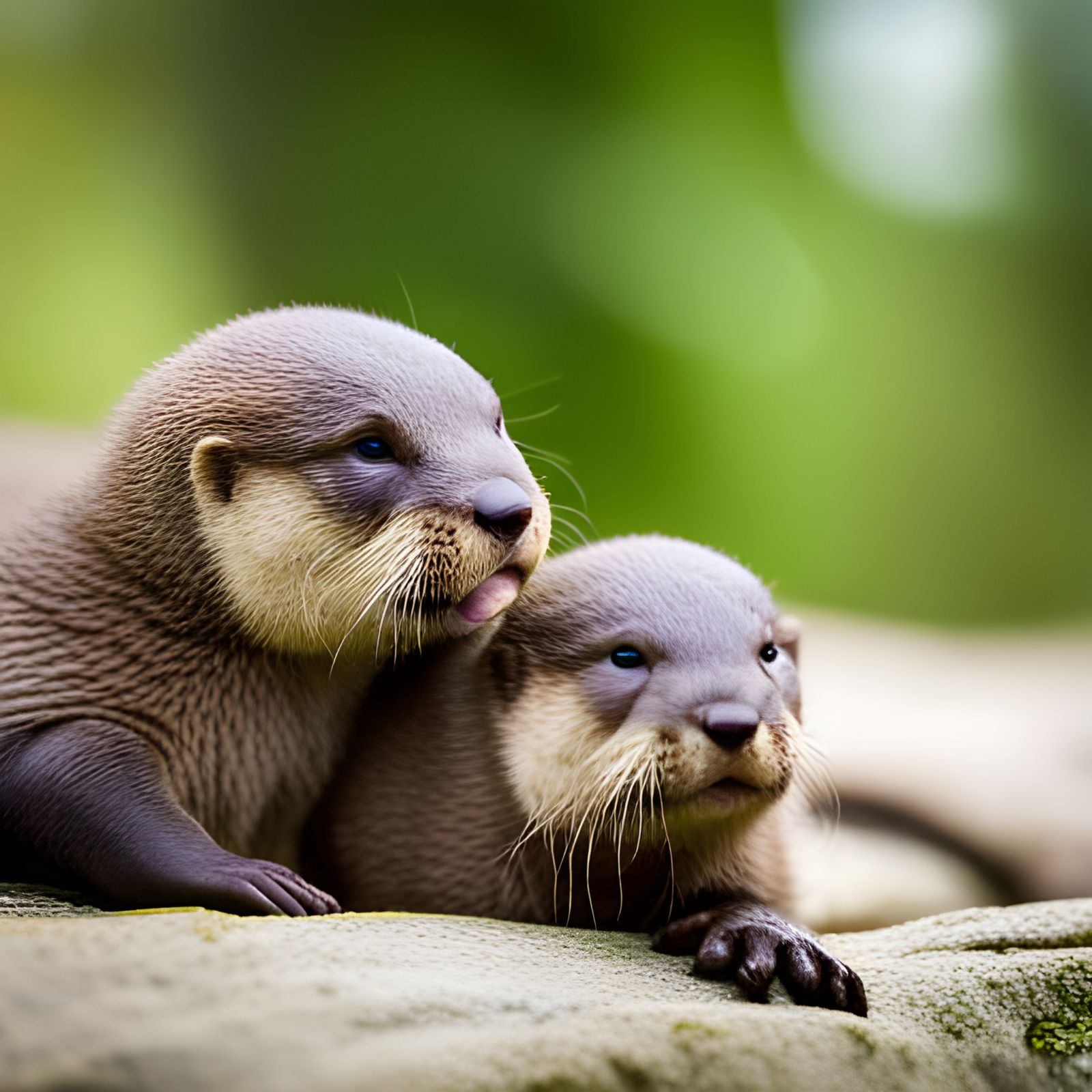 Playful Otter Pups Captured in Natural Light