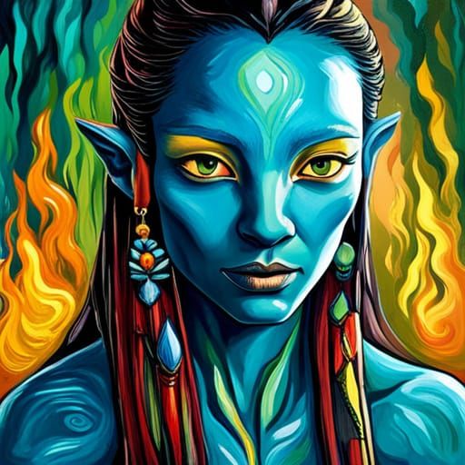 Neytiri from Avatar as Van Gogh Painting