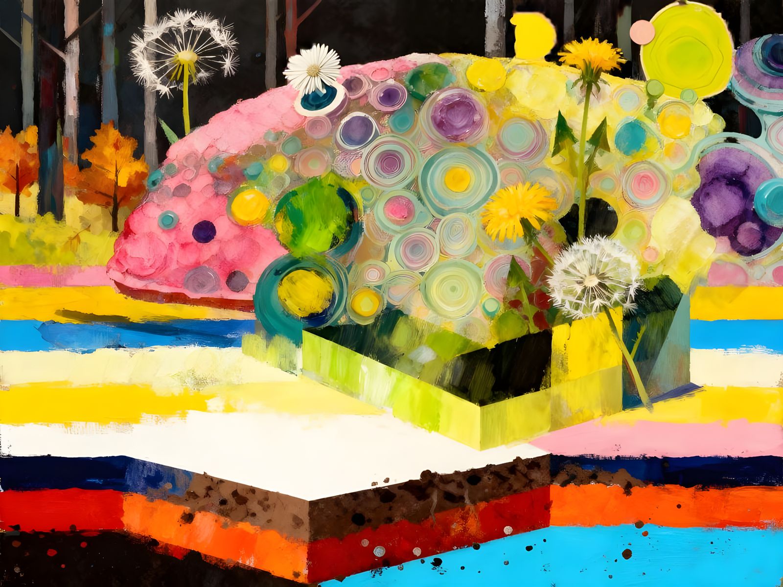 Vibrant Alcohol Inks Garden with Wild Brushstrokes