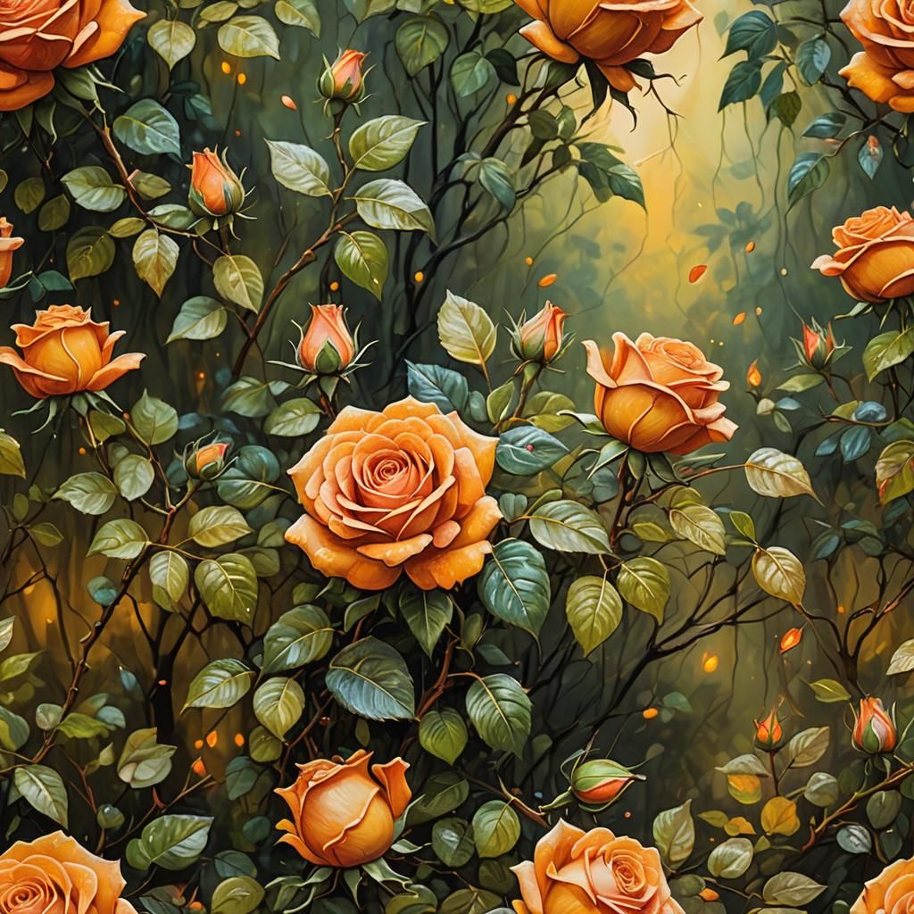 Orange Rose Bouquet in Mystical Forest Glade