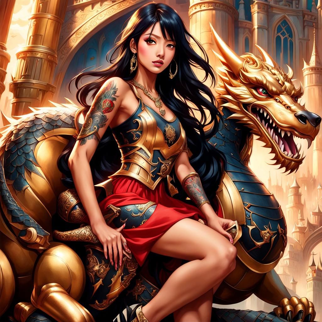 Tattooed Teenager Rides Golden Teddy-Poodle into Battle