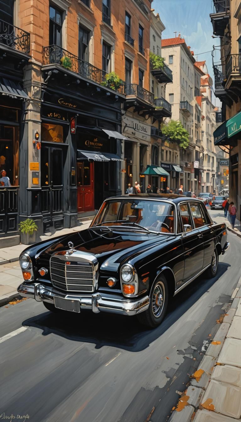 Black Luxury Car as Oil Painting