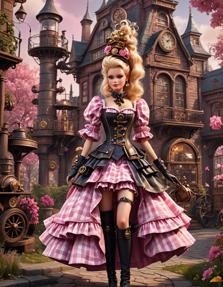 Steampunk Barbie in Detailed Digital Painting
