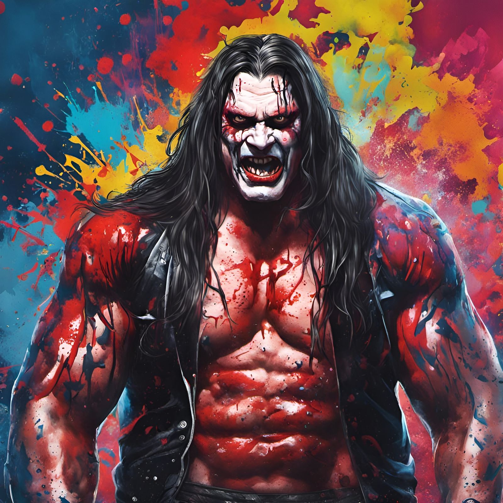 Vampire Wrestler in Graffiti Splash Art Style