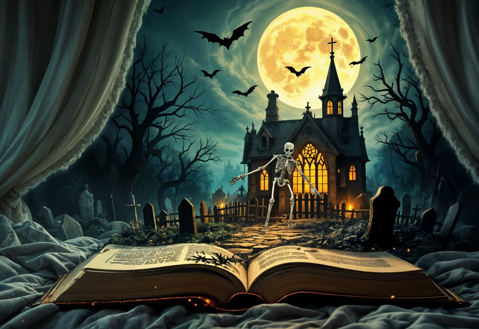 Graveyard Pop-Up Book with Rising Skeleton