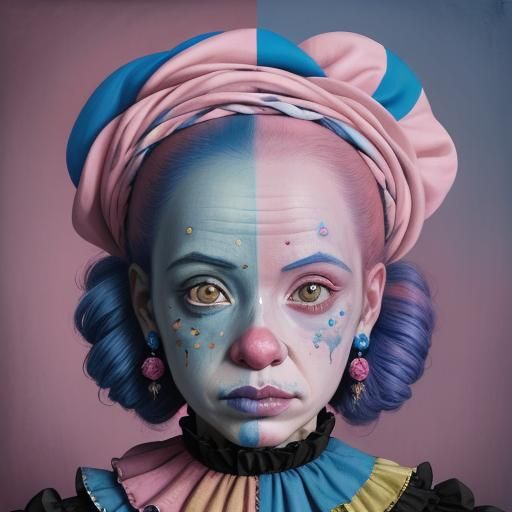Intense Clown Portrait in the Style of Old Masters