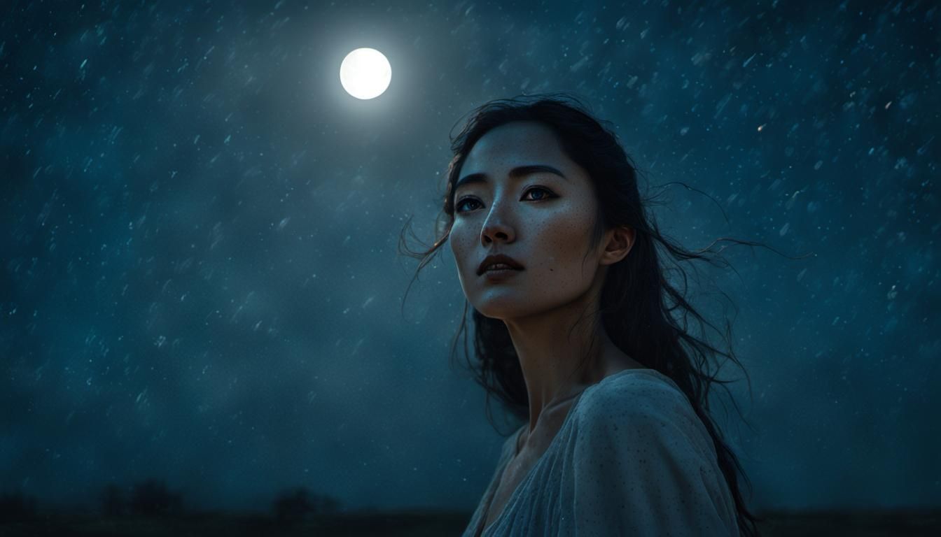 Moonlit Woman with Speckled Glow
