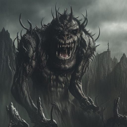 Terrifying Demonic Beast Man in Digital Matte Painting