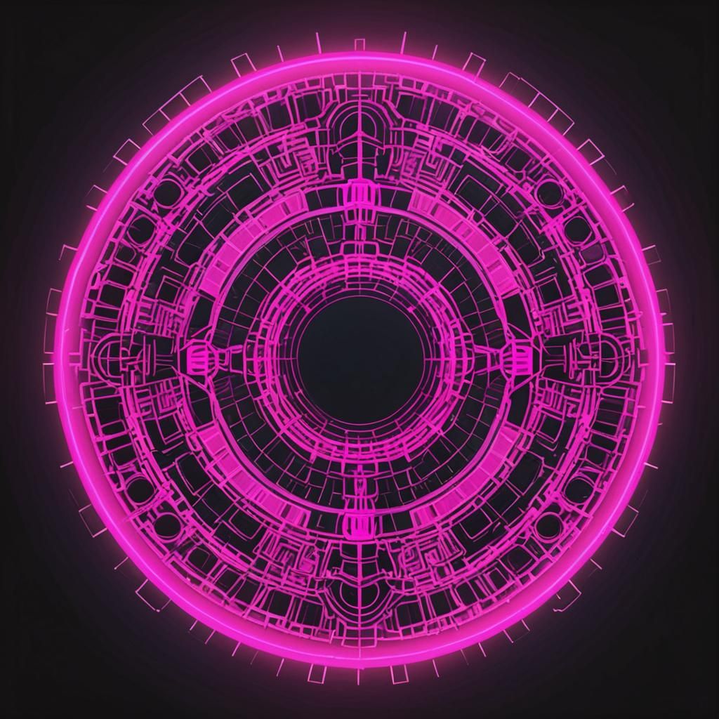 Symmetrical Geometric Design in Neon Pink and Obsidian