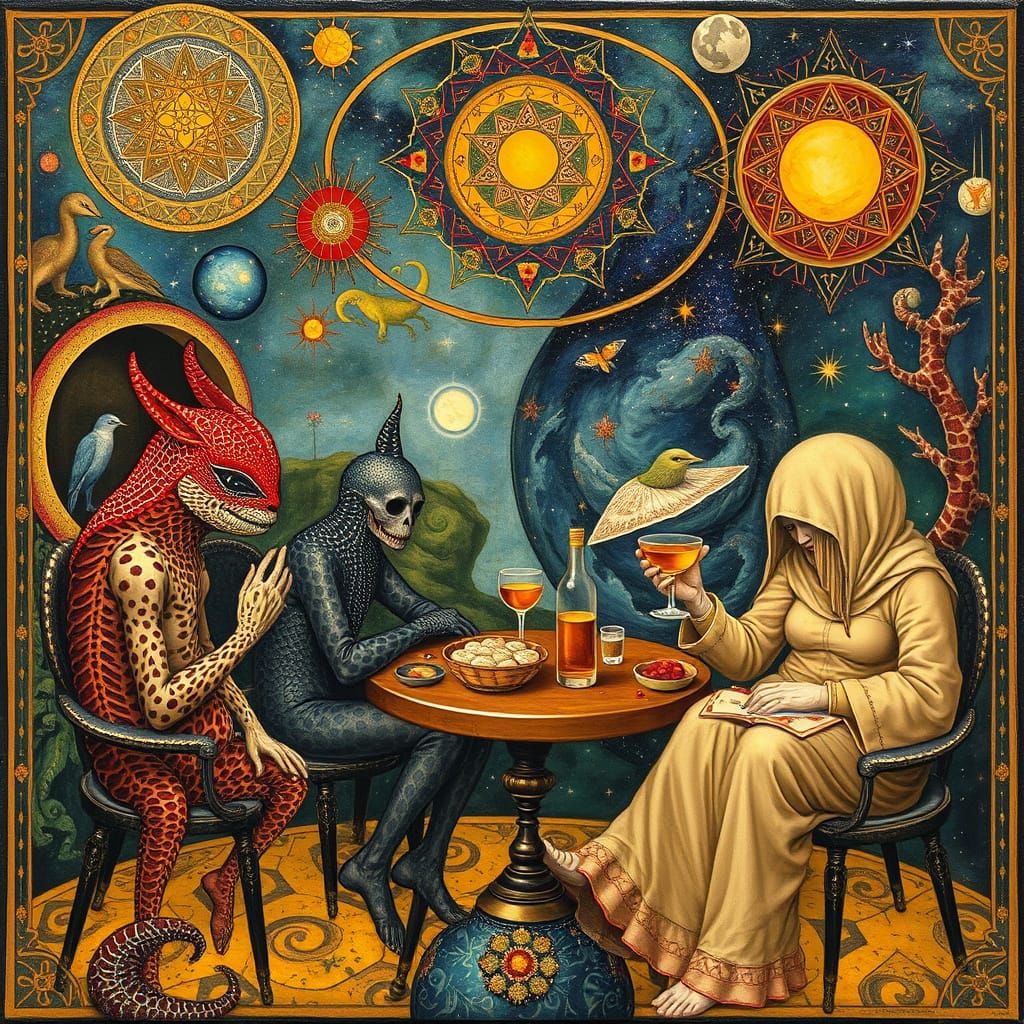 Psychedelic Utopia: Sacred Geometry in Oil Painting Style