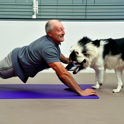 Man's Yoga Session Interrupted by Playful Border Collies
