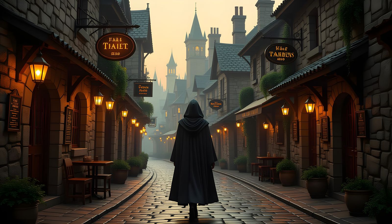 Cyberpunk Noir Woman in Lantern-Lit Alleyway