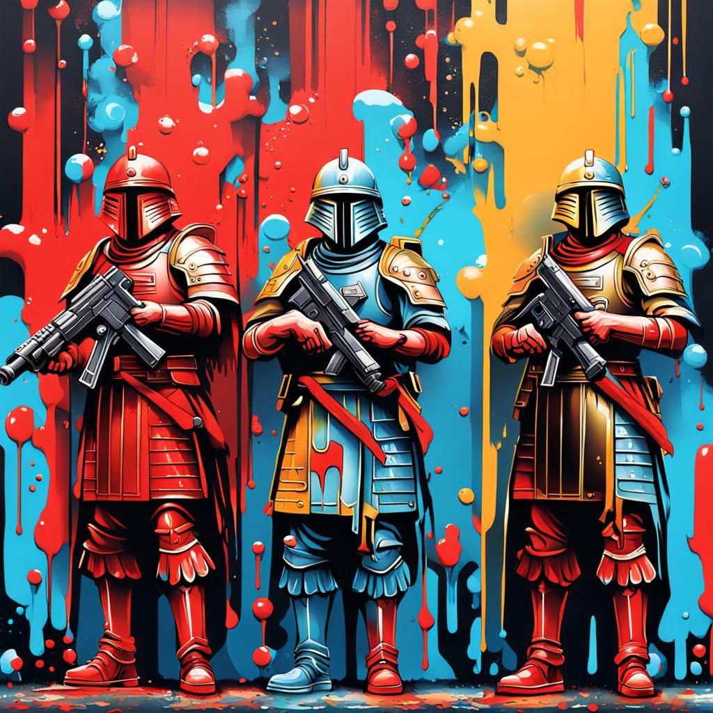 Praetorian Guards with Laser Guns in Graffiti Style