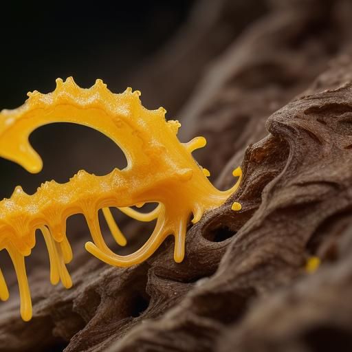 Bright Yellow Slime Mold on Rotten Wood