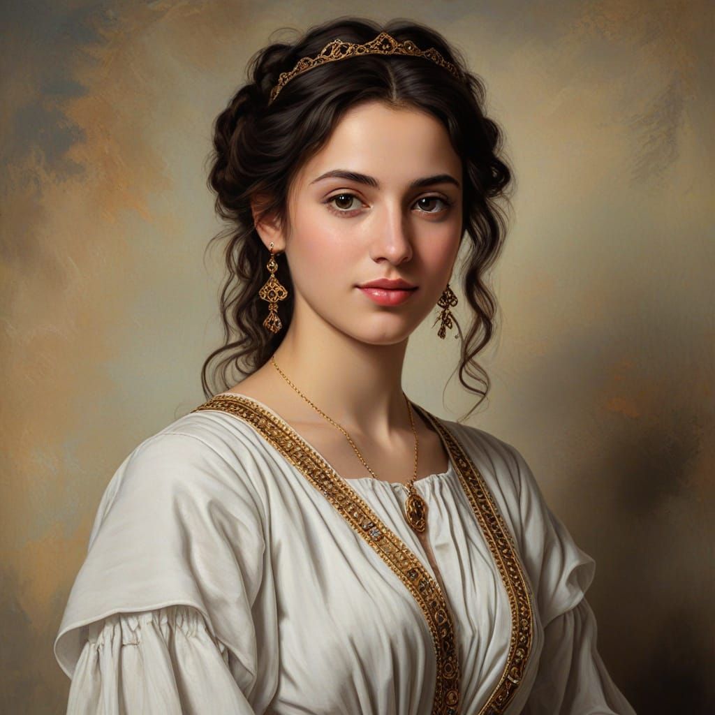 Greek Woman Portrait in Rubens Oil Painting Style