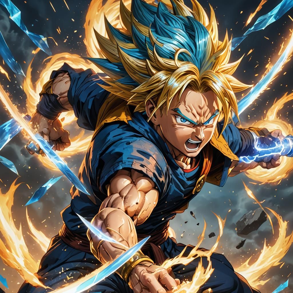 DBZ Trunks Powers Up Blazing Sword, Artstation Portrait