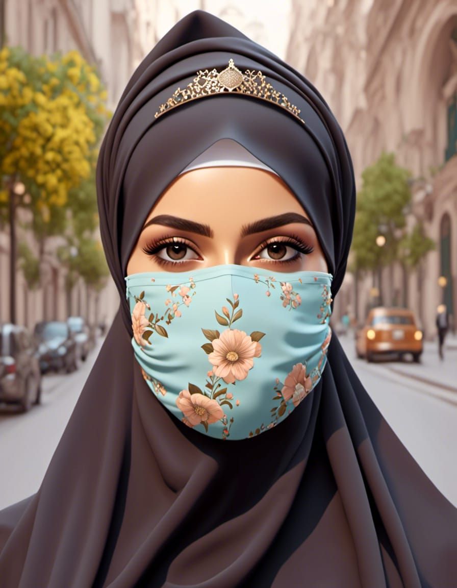 Hijabi Woman with Mask: A Study in Beauty
