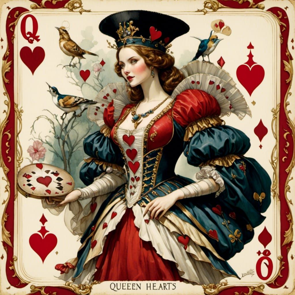 Queen of Hearts Playing Card Illustration