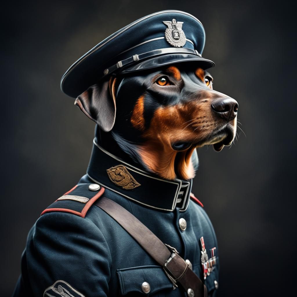 Hyperrealistic Dobermann in SS Uniform