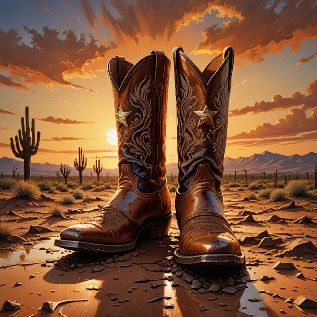 Cowboy Boot Stuck in Mud: Retro Album Cover