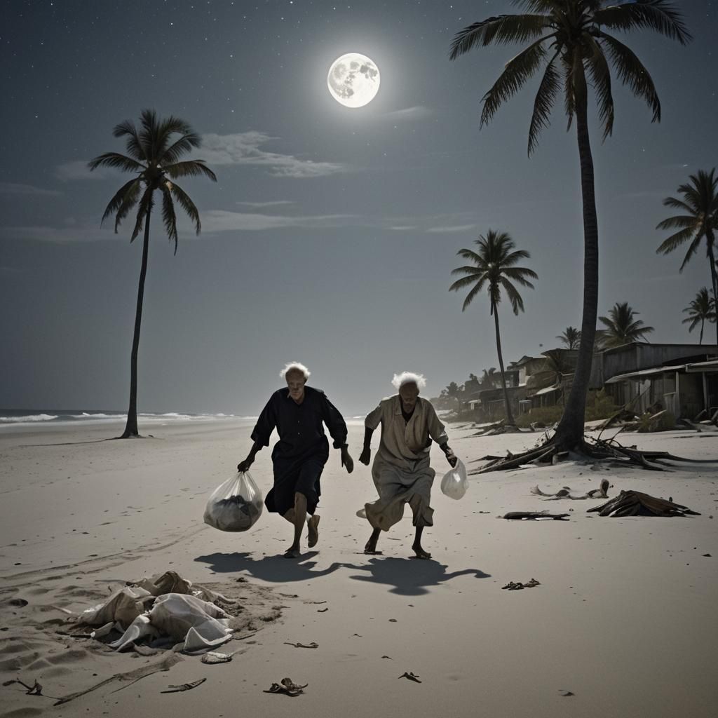 Dystopian Beach Run: A Surreal Dreamscape