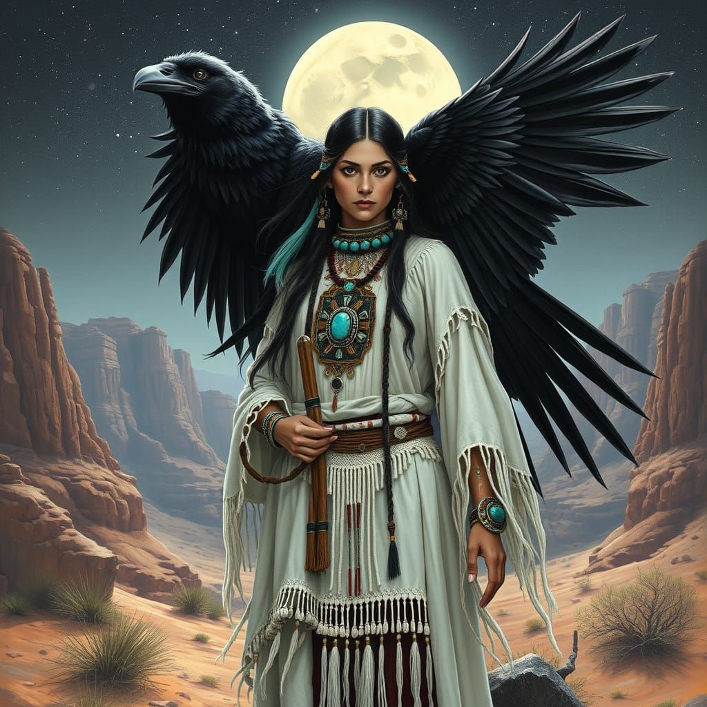 Navajo Shaman Transformation in Surreal Spiritual Art Style