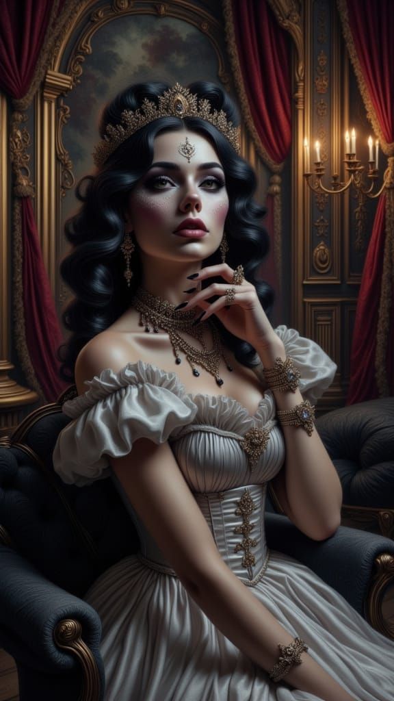 Gothic Cinderella in Medieval Ballroom