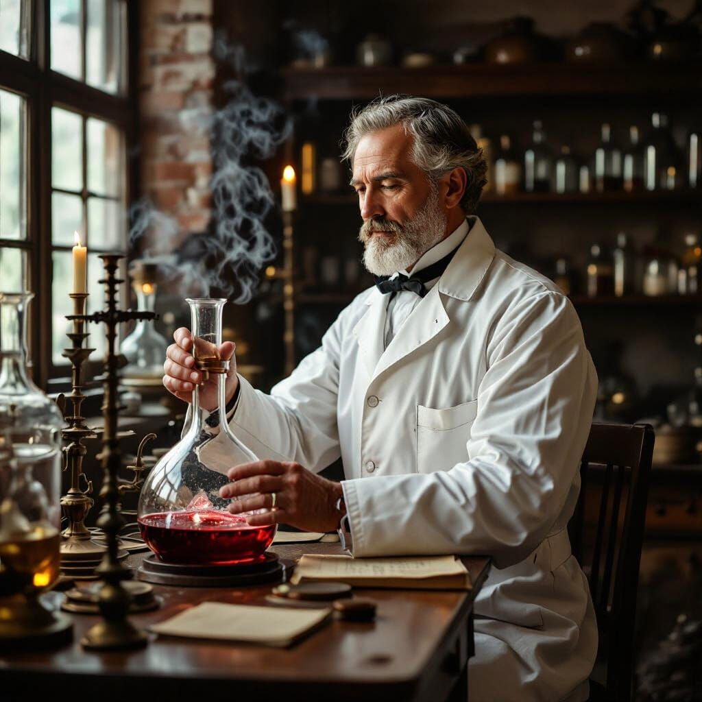 Hoppe-Seyler Crystallizing Hemoglobin in an Antique Lab