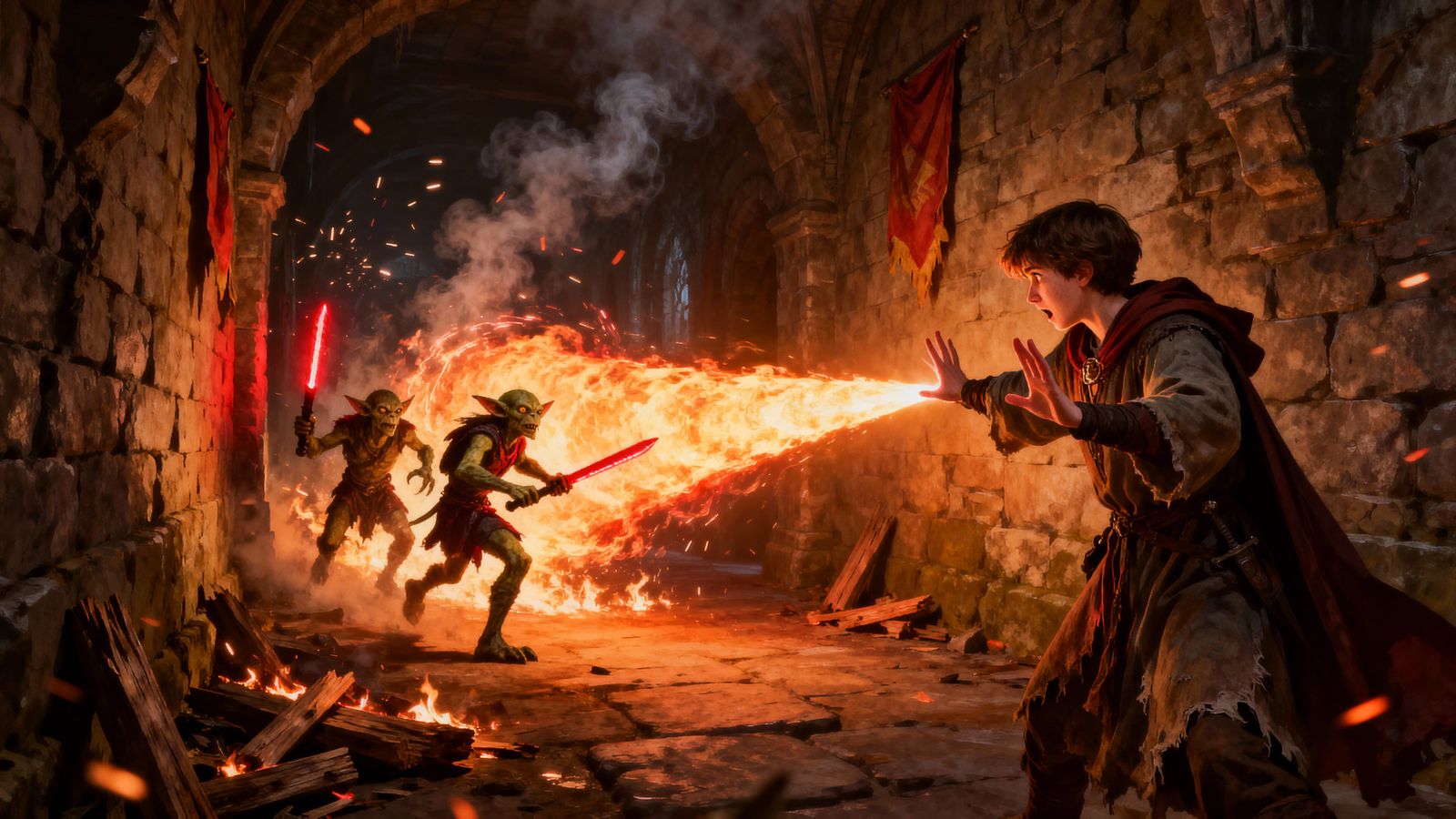 Novice Wizard Unleashes Burning Hands Spell