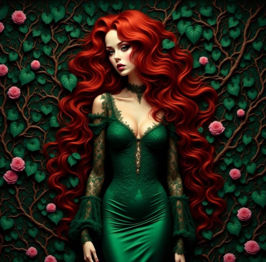 Poison Ivy Portrait in Gothic Grunge Style