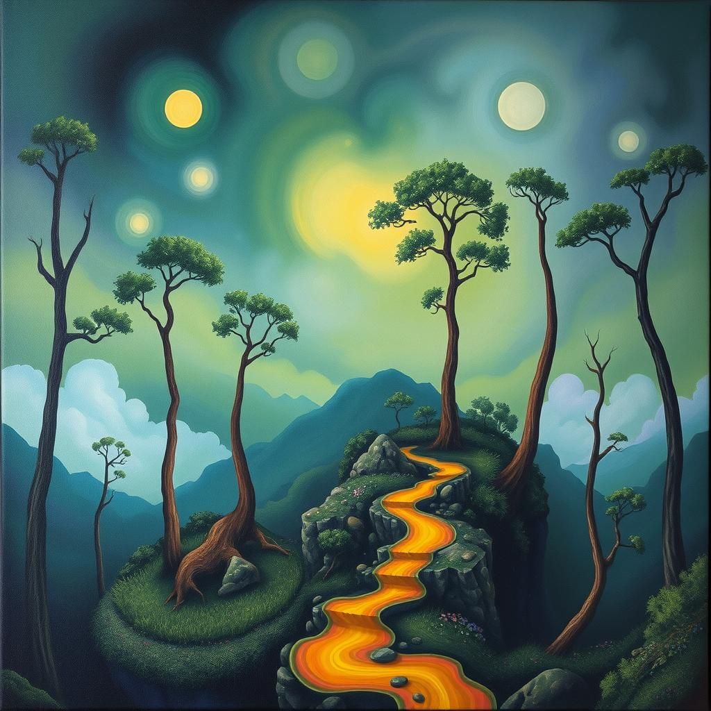 Surreal Monteverde Cloud Forest Reserve as Oil Painting