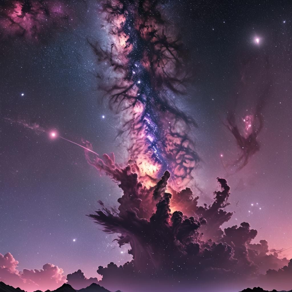 Purple and Pink Milky Way: Digital Matte Painting