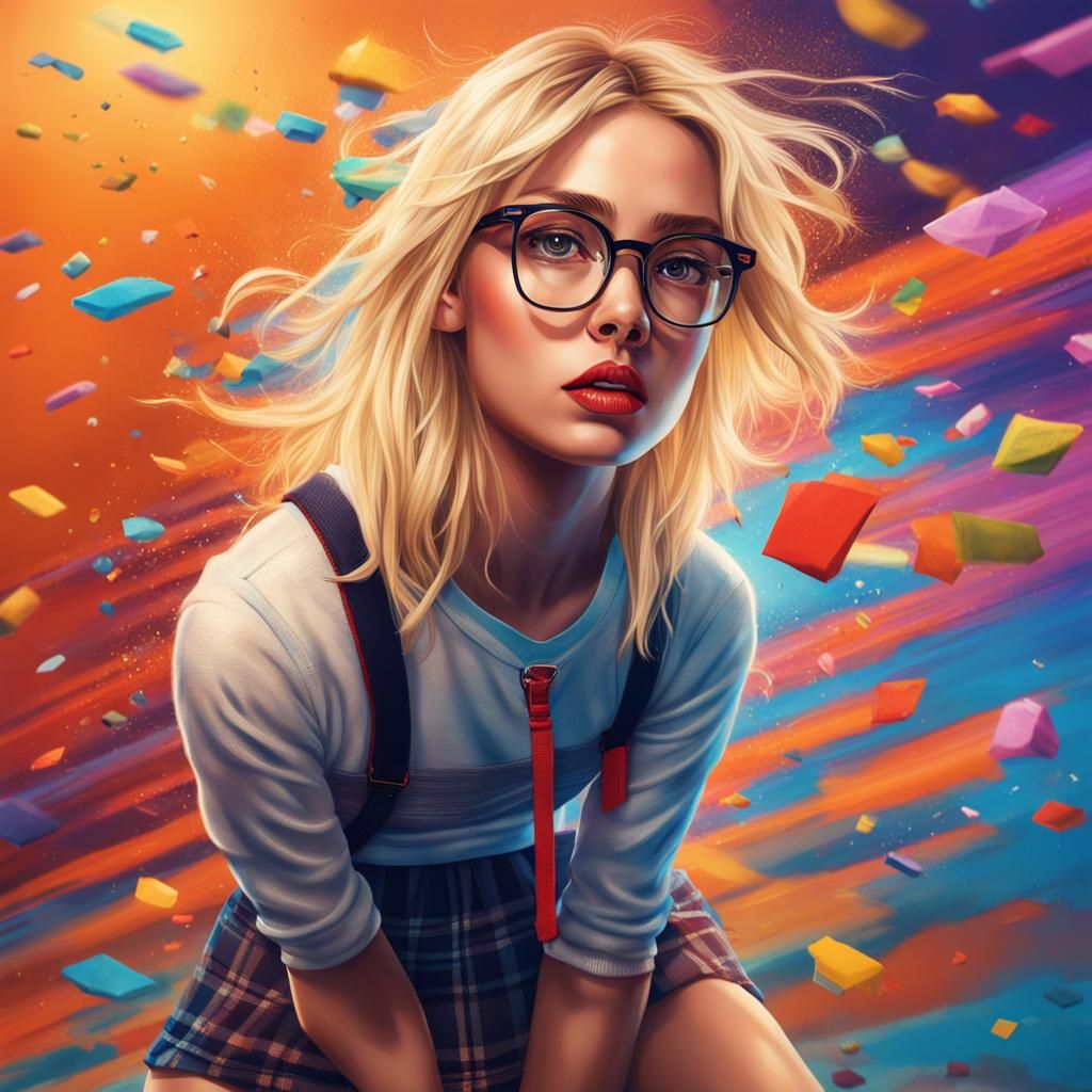 Hyperrealistic Blonde in Mini Skirt and Socks