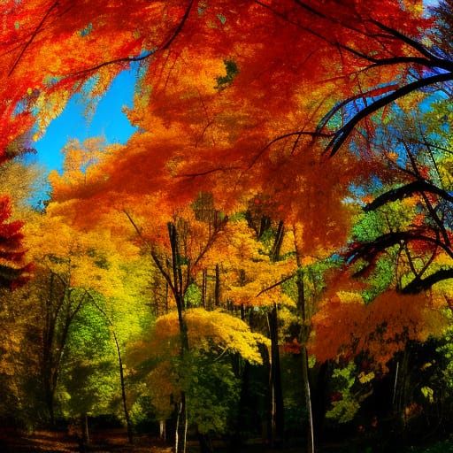 Autumn Leaves in Cool Colors with Aurora Effect