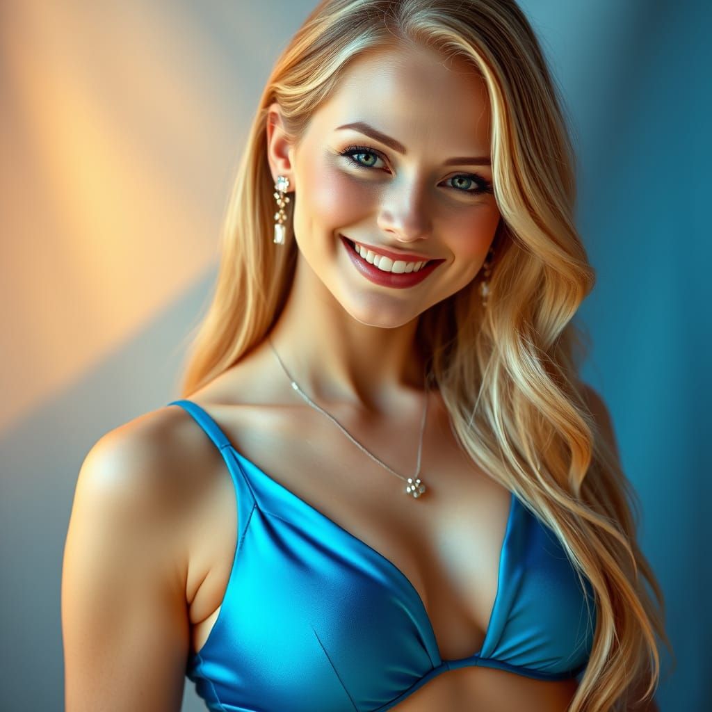 Ethereal Beauty in Blue Silk