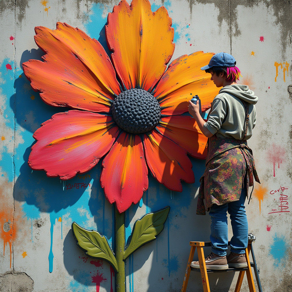 3D Abstract Flower Street Art in 4K