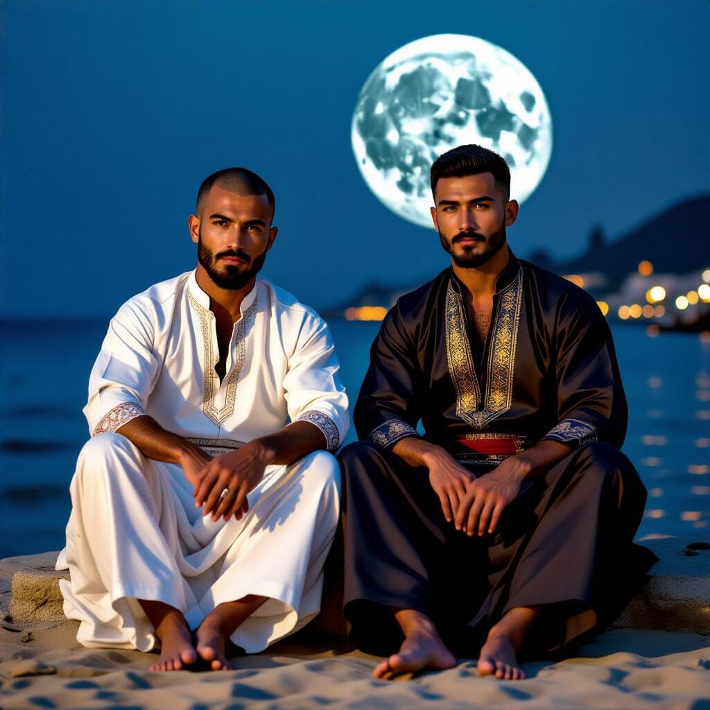 Lebanese and Vietnamese Men by the Sea